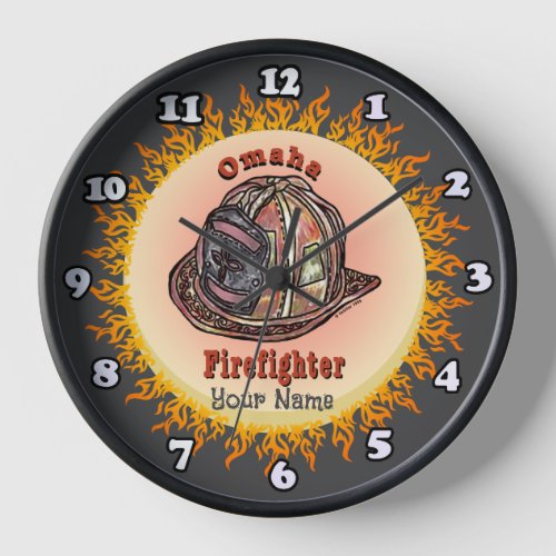 Omaha Firefighter custom name clock