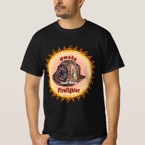 Omaha Firefighter custom name  T_Shirt