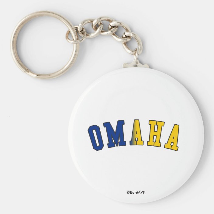Omaha in Nebraska State Flag Colors Keychain