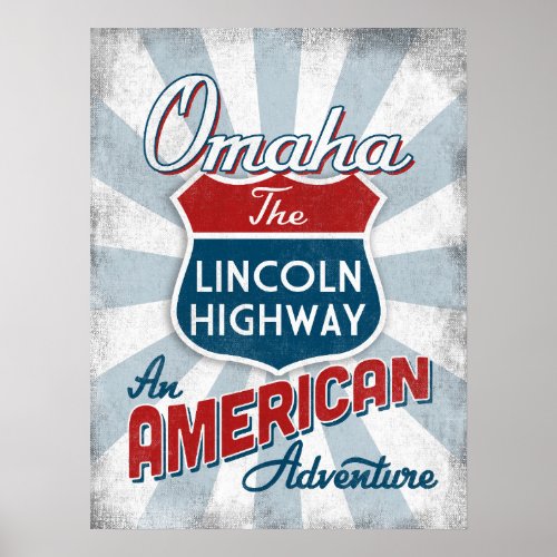 Omaha Lincoln Highway Vintage America Nebraska Poster