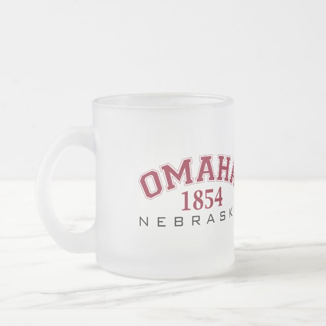OMAHA, NB - 1854 FROSTED GLASS COFFEE MUG (Left)
