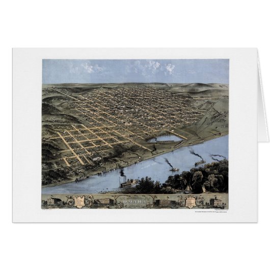 Omaha, NE Panoramic Map - 1868 Cards (Front Horizontal)