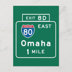 Omaha, NE Road Sign Postcard