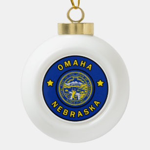 Omaha Nebraska Ceramic Ball Christmas Ornament
