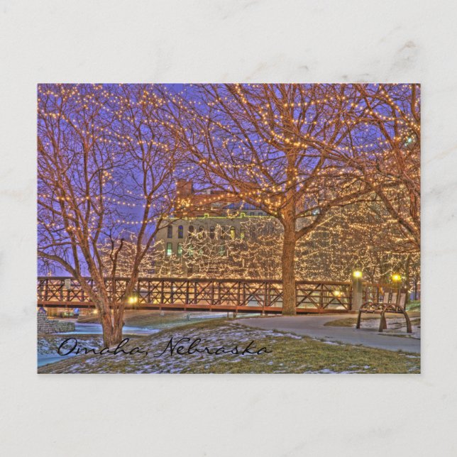 Omaha Nebraska Christmas Lights Holiday Postcard (Front)