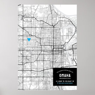 Omaha, Nebraska City Map + Mark Your Location Poster