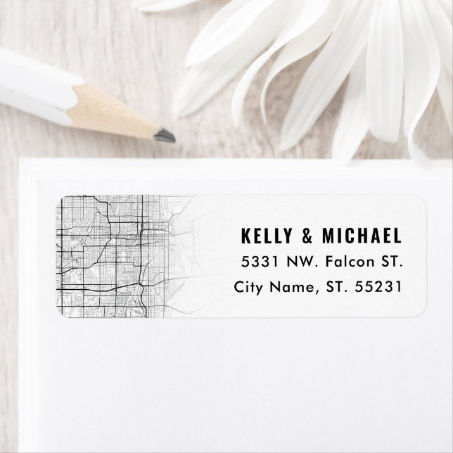 Omaha, Nebraska Map Themed | Return Label (Insitu)