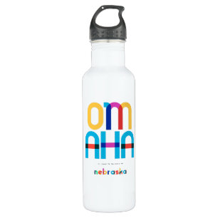 Omaha Nebraska Mid Century, Pop Art, Stainless Steel Water Bottle