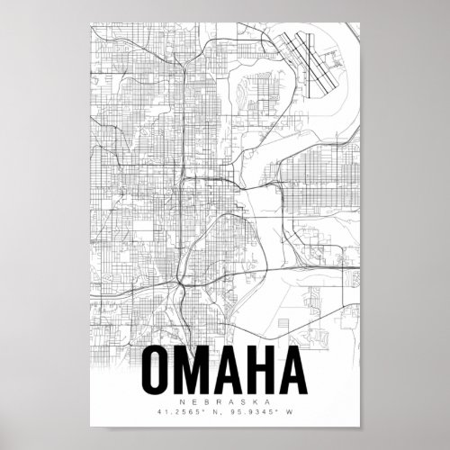 Omaha Nebraska Minimalist Map Art Poster