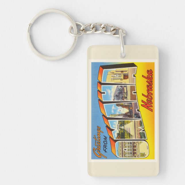 Omaha Nebraska NE Old Vintage Travel Souvenir Keychain (Front)