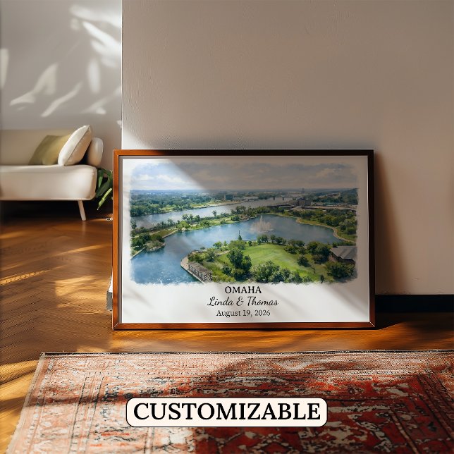Omaha Nebraska Poster, Watercolor, Custom Poster (Creator Uploaded)