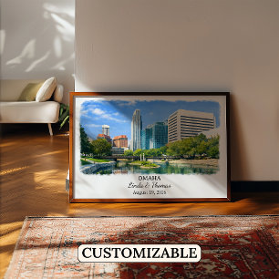 Omaha Nebraska Poster, Watercolor, Custom Poster