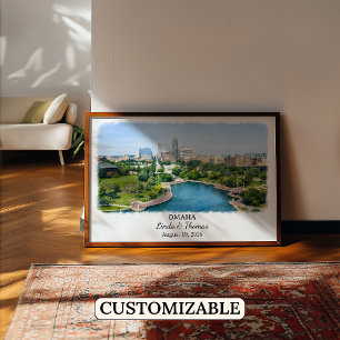Omaha Nebraska Poster, Watercolor, Custom Poster