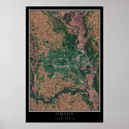 Omaha Nebraska Satellite Poster Map