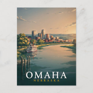 Omaha Nebraska Scenic Skyline Art Postcard