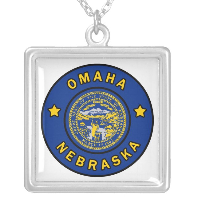 Omaha Nebraska Silver Plated Necklace (Front)