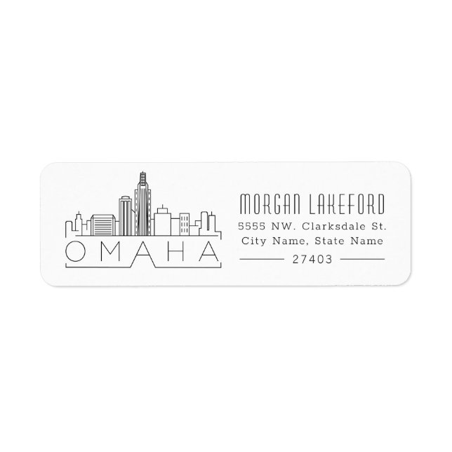 Omaha Nebraska Stylized Skyline | Label (Front)