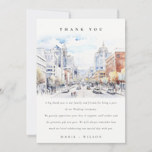 Omaha Nebraska Watercolor Landscape Wedding Thank You Card
