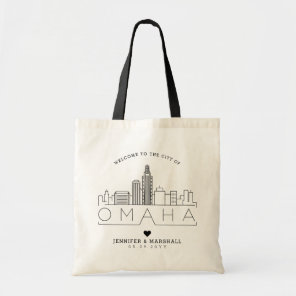Omaha, Nebraska Wedding | Stylized Skyline Tote Bag