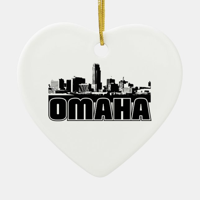 Omaha Skyline Ceramic Ornament (Front)