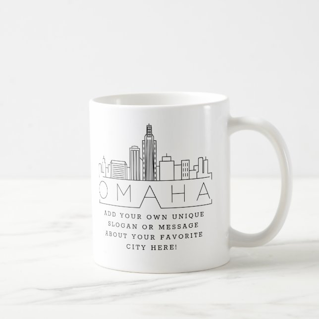 Omaha Stylized Skyline | Custom Slogan Coffee Mug (Right)