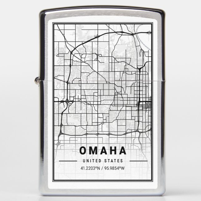 Omaha Texas USA City Travel City Map Zippo Lighter (Front)