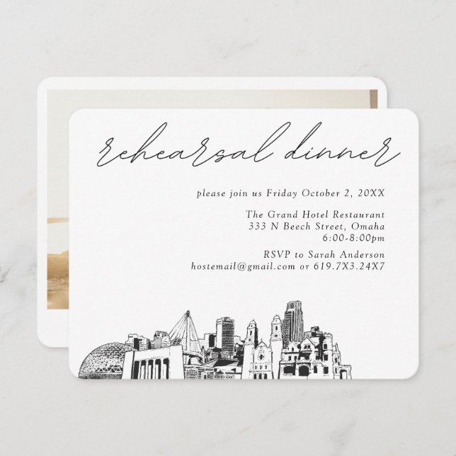 Omaha Wedding Elegant Rehearsal Dinner Enclosure Card (Front/Back)