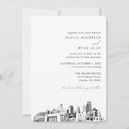 Omaha Wedding Elegant Skyline Invitation