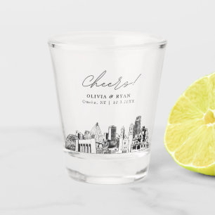 Omaha Wedding Favor Personalized Cheers Shot Glass
