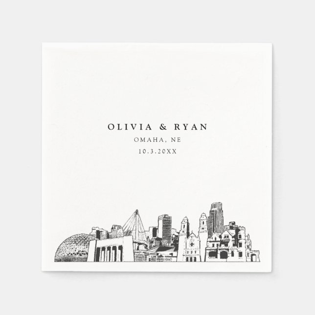Omaha Wedding Minimalist Paper  Napkins (Front)