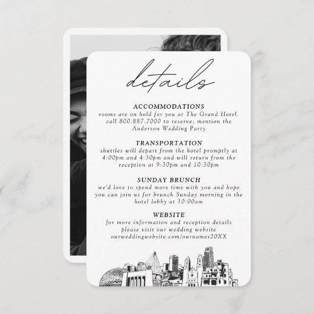 Omaha Wedding Vertical Details Enclosure Card (Front/Back)