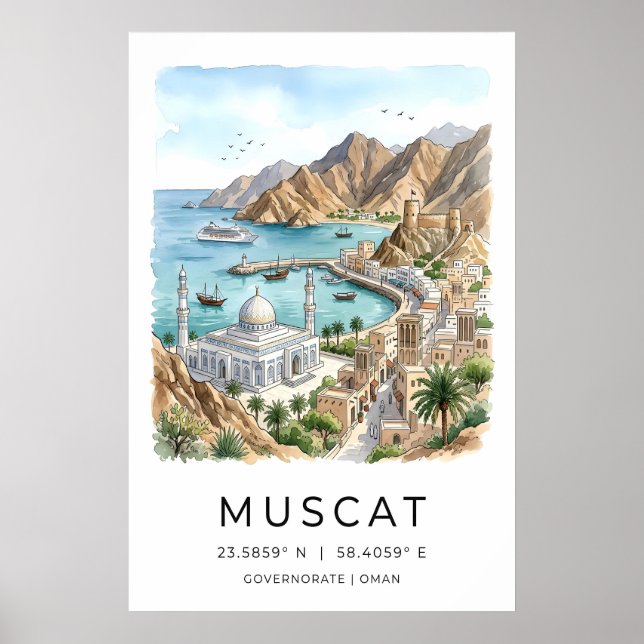 Oman Capital Wall Art Tranquil Harbor View (Front)