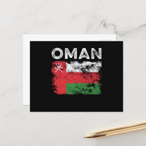 Oman Flag Distressed _ Omani Flag Postcard