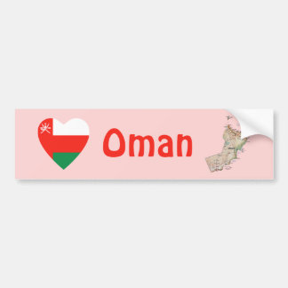 Oman Flag Heart + Map Bumper Sticker