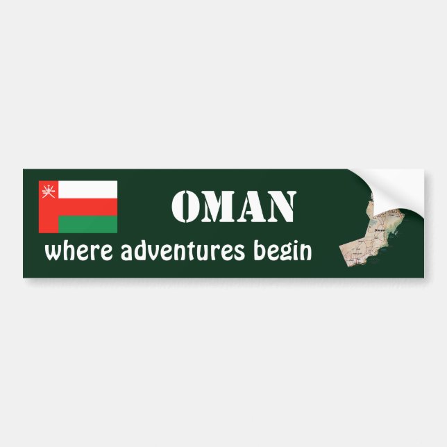 Oman Flag + Map Bumper Sticker (Front)