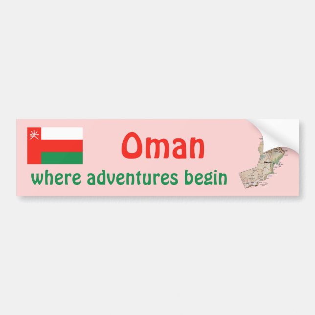 Oman Flag + Map Bumper Sticker (Front)