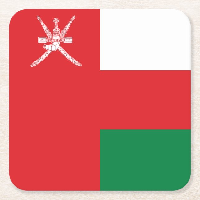 Oman Flag Square Paper Coaster (Front)
