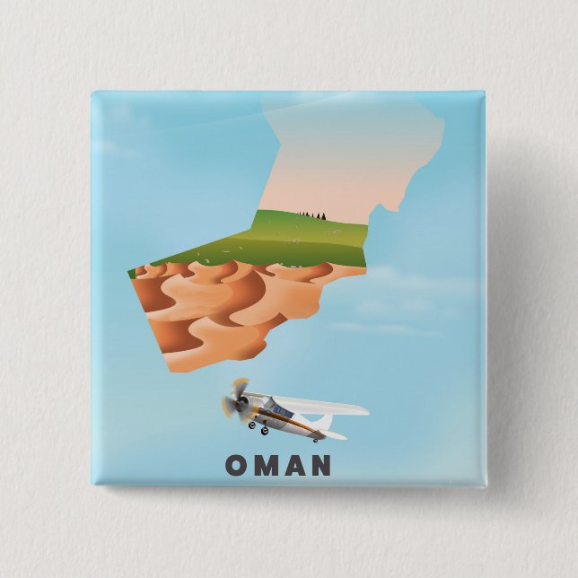 Oman illustrated map travel poster button (Front)