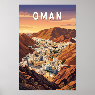 Oman Illustration Travel Art Vintage Poster