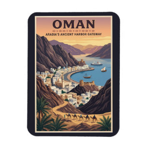 Oman Landscape Illustration Travel Art Vintage Magnet