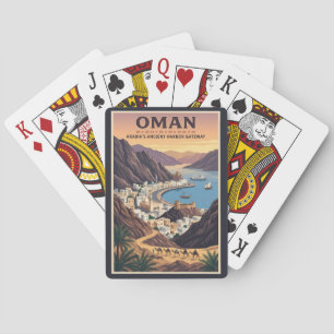 Oman Landscape Illustration Travel Art Vintage Poker Cards