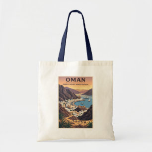 Oman Landscape Illustration Travel Art Vintage Tote Bag