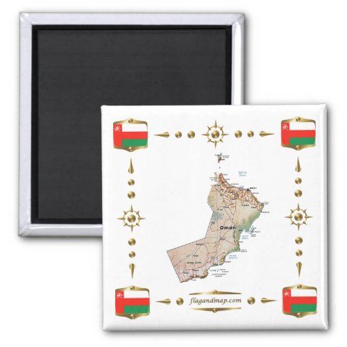Oman Map  Flags Magnet