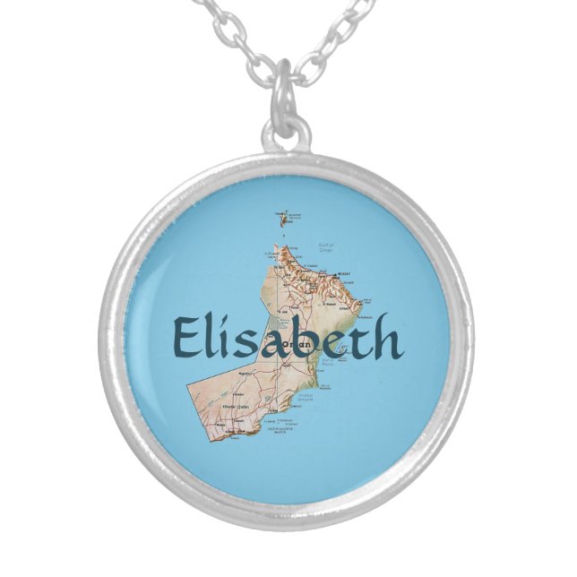 Oman Map + Name Necklace (Front)