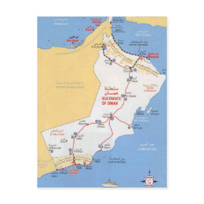 Oman map postcard
