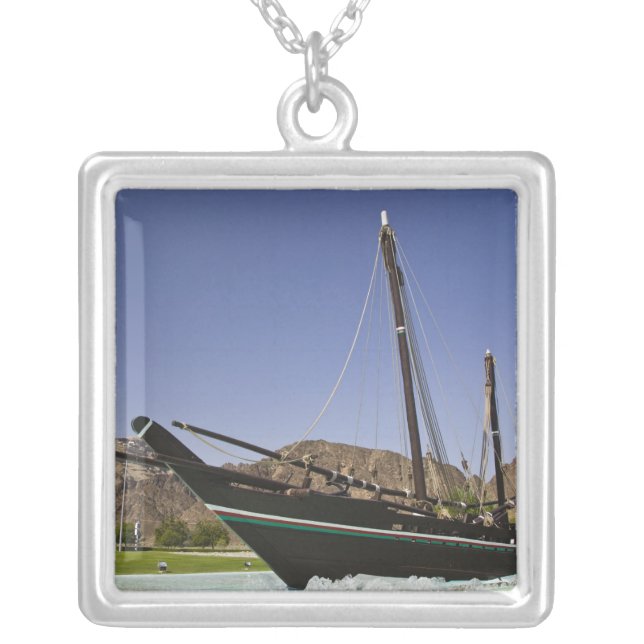 Oman, Muscat, Al Bustan. Al Bustan Roundabout, Silver Plated Necklace (Front)