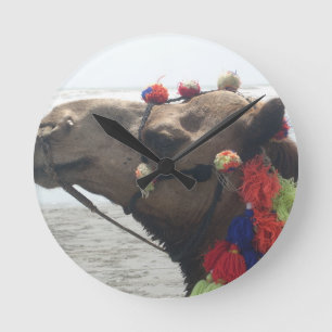 Oman Muscat Camel Photo Art Print Round Clock
