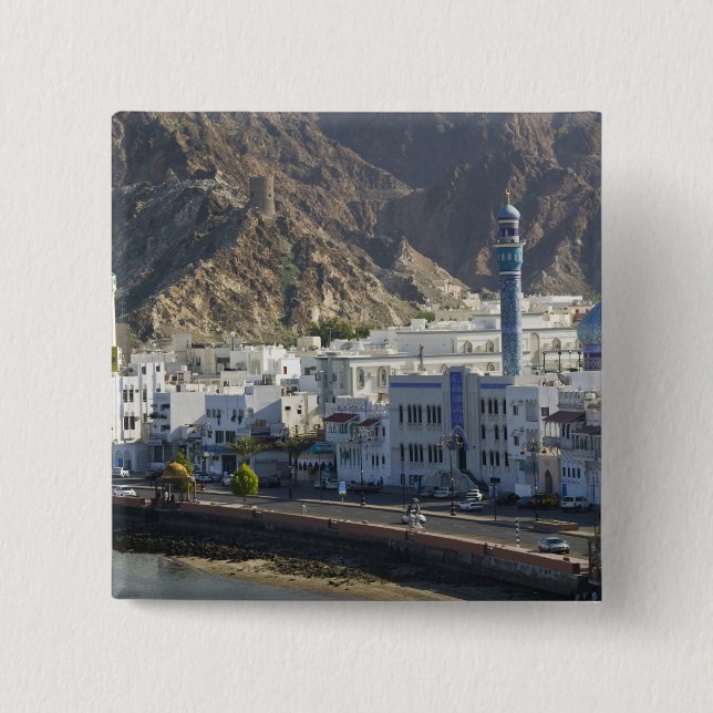 Oman, Muscat, Mutrah. Buildings along Mutrah Pinback Button (Front)