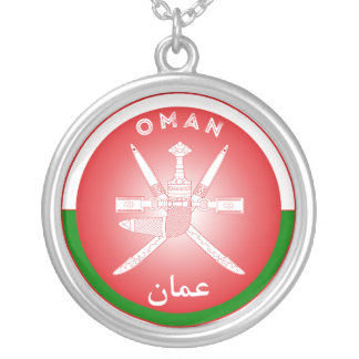 Oman National Emblem Patriotic Round Shape Silver Plated Necklace