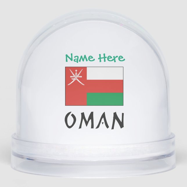 Oman Omani Flag Green Personalization  Snow Globe (Front)